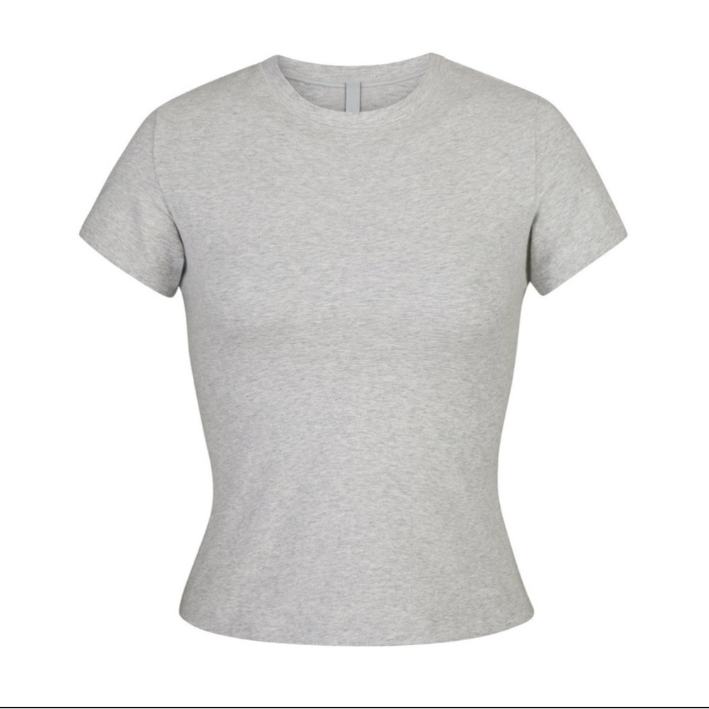 Skims Cotton Jersey TShirt Light Heather Grey New